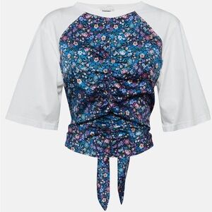 Sandro Blue and White Floral Crop Top size 2
